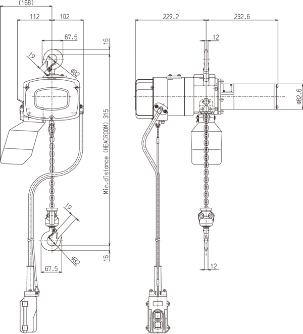 Figure of αSB-025 /αHB-025 dimensions