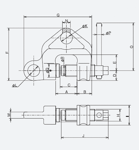 Figure of screw clamp dimensions