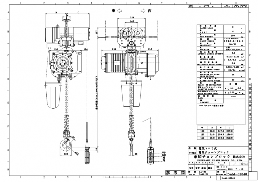 Figure of DAM-2S dimensions