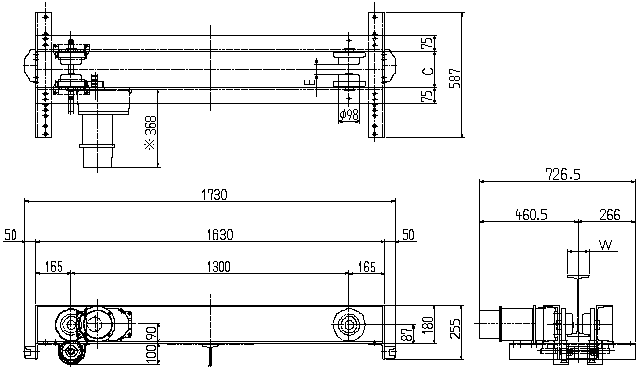 サスペンション式電動サドル 定速式（高速）鍛造鉄車輪 寸法図・寸法表 