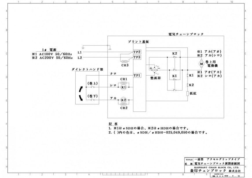 一速型　アクセルグリップタイプ　展開接続図