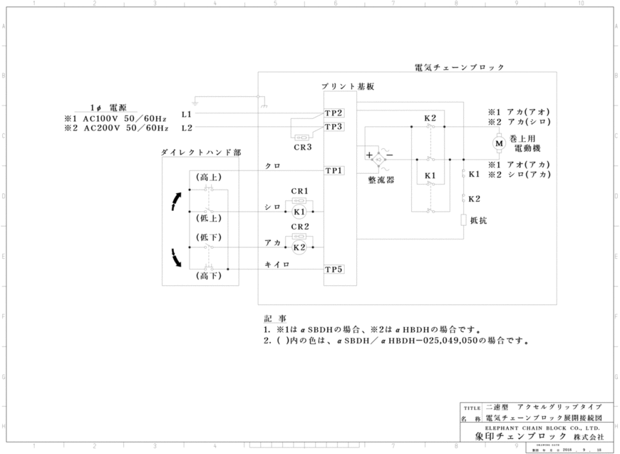 二速型　アクセルグリップタイプ　展開接続図