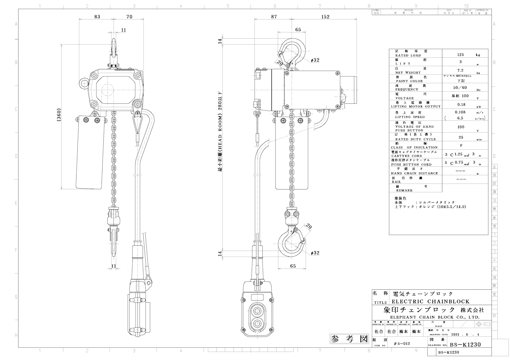 最大62%OFFクーポン 象印 電気チェーンブロック １６０ｋｇ 揚程５ｍ 〔品番:AHBK1650〕 2214846 送料別途見積り,法人  事業所限定,直送