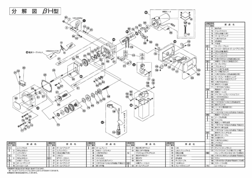 βH型 分解図・部品リスト