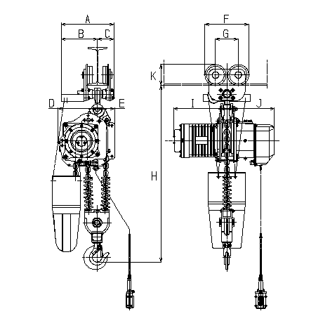 DAP型プレントロリ結合式電気チェーンブロック（250kg～5t）｜象印